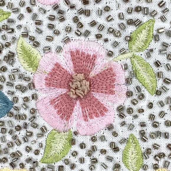 Egg Shaped Pillow Decorative Embellished Beaded Floral 16" NWT - Picture 3 of 8